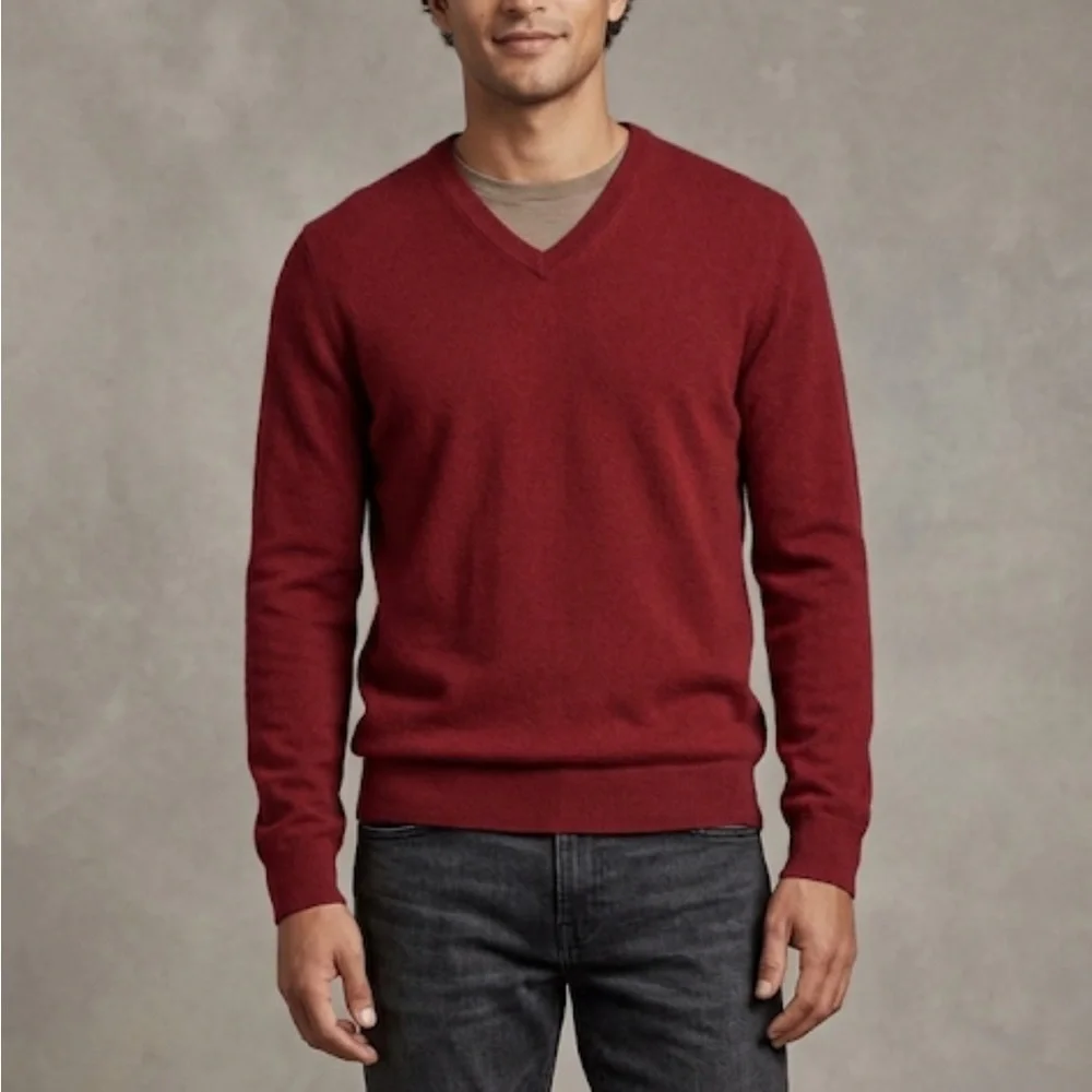 Banana‎ Republic Men's V Neck Sweater  100% Cashmere XL Red